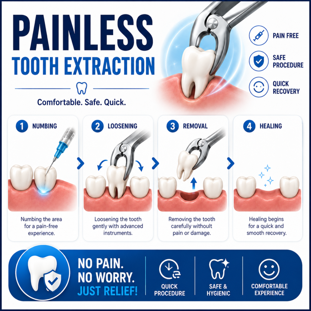 pain less tooth extrection